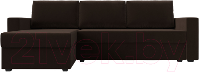 Диван угловой Лига Диванов Траумберг Лайт левый (микровельвет коричневый)