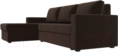 Диван угловой Лига Диванов Траумберг Лайт левый (микровельвет коричневый)