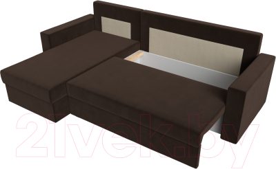Диван угловой Лига Диванов Траумберг Лайт левый (микровельвет коричневый)