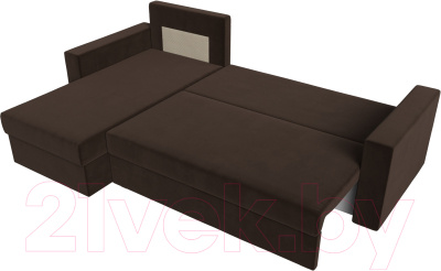 Диван угловой Лига Диванов Траумберг Лайт левый (микровельвет коричневый)
