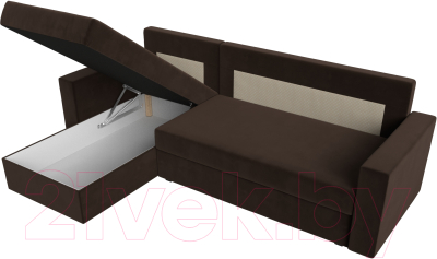 Диван угловой Лига Диванов Траумберг Лайт левый (микровельвет коричневый)