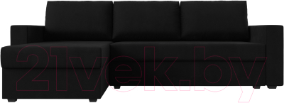 Диван угловой Лига Диванов Траумберг Лайт левый (микровельвет черный)