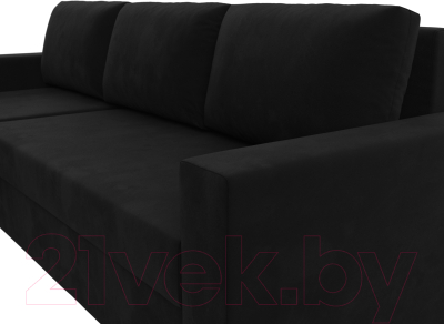 Диван угловой Лига Диванов Траумберг Лайт левый (микровельвет черный)