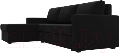 Диван угловой Лига Диванов Траумберг Лайт левый (микровельвет черный)