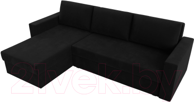 Диван угловой Лига Диванов Траумберг Лайт левый (микровельвет черный)
