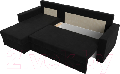 Диван угловой Лига Диванов Траумберг Лайт левый (микровельвет черный)