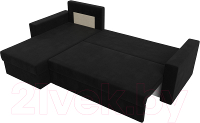 Диван угловой Лига Диванов Траумберг Лайт левый (микровельвет черный)