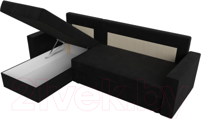 Диван угловой Лига Диванов Траумберг Лайт левый (микровельвет черный)