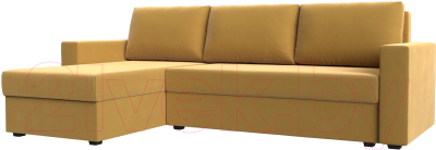 Диван угловой Лига Диванов Траумберг Лайт левый (микровельвет желтый) - фото