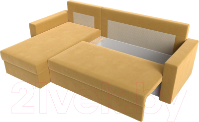 Диван угловой Лига Диванов Траумберг Лайт левый (микровельвет желтый)