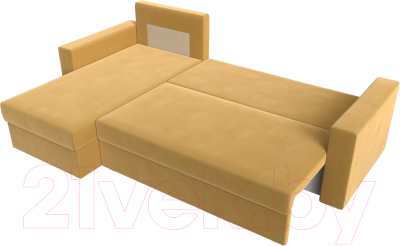 Диван угловой Лига Диванов Траумберг Лайт левый (микровельвет желтый)