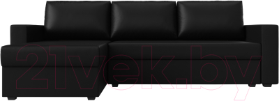 Диван угловой Лига Диванов Траумберг Лайт левый (экокожа черный)
