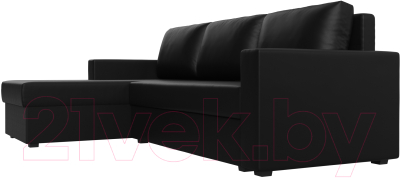 Диван угловой Лига Диванов Траумберг Лайт левый (экокожа черный)