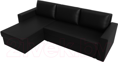 Диван угловой Лига Диванов Траумберг Лайт левый (экокожа черный)