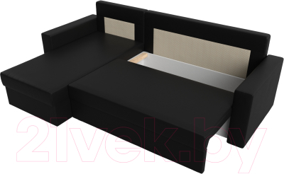 Диван угловой Лига Диванов Траумберг Лайт левый (экокожа черный)