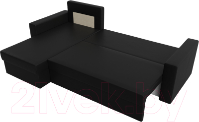 Диван угловой Лига Диванов Траумберг Лайт левый (экокожа черный)