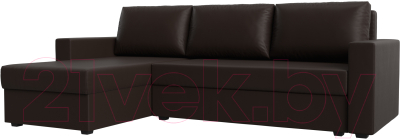 Диван угловой Лига Диванов Траумберг Лайт левый (экокожа коричневый) - фото
