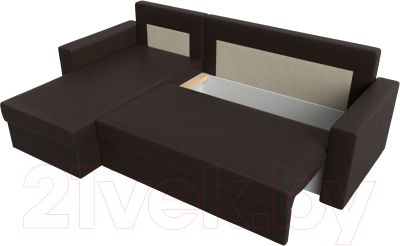 Диван угловой Лига Диванов Траумберг Лайт левый (экокожа коричневый)