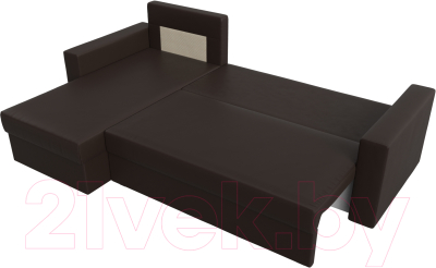 Диван угловой Лига Диванов Траумберг Лайт левый (экокожа коричневый)
