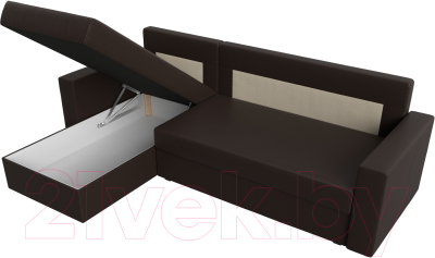 Диван угловой Лига Диванов Траумберг Лайт левый (экокожа коричневый)