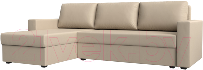 Диван угловой Лига Диванов Траумберг Лайт левый (экокожа бежевый) - фото