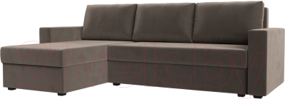 Диван угловой Лига Диванов Траумберг Лайт левый (велюр коричневый) - фото