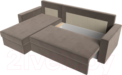 Диван угловой Лига Диванов Траумберг Лайт левый (велюр коричневый)