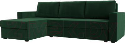 Диван угловой Лига Диванов Траумберг Лайт левый (велюр зеленый) - фото