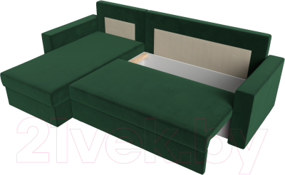 Диван угловой Лига Диванов Траумберг Лайт левый (велюр зеленый)