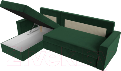 Диван угловой Лига Диванов Траумберг Лайт левый (велюр зеленый)