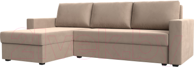 Диван угловой Лига Диванов Траумберг Лайт левый (велюр бежевый) - фото