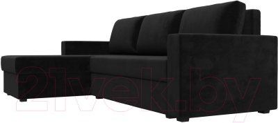 Диван угловой Лига Диванов Траумберг Лайт левый (велюр черный)