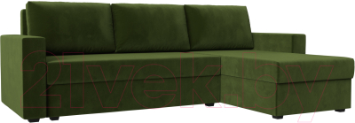 Диван угловой Лига Диванов Траумберг Лайт правый (микровельвет зеленый) - фото