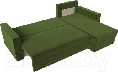 Диван угловой Лига Диванов Траумберг Лайт правый (микровельвет зеленый)