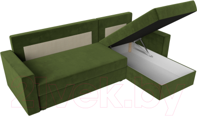 Диван угловой Лига Диванов Траумберг Лайт правый (микровельвет зеленый)