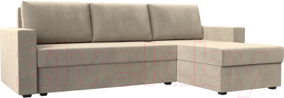 Диван угловой Лига Диванов Траумберг Лайт правый (микровельвет бежевый) - фото