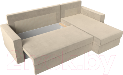 Диван угловой Лига Диванов Траумберг Лайт правый (микровельвет бежевый)