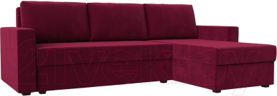 Диван угловой Лига Диванов Траумберг Лайт правый (микровельвет бордовый) - фото
