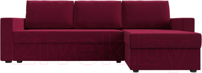 Диван угловой Лига Диванов Траумберг Лайт правый (микровельвет бордовый)