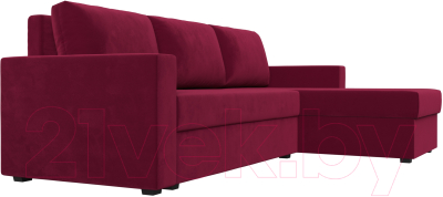 Диван угловой Лига Диванов Траумберг Лайт правый (микровельвет бордовый)