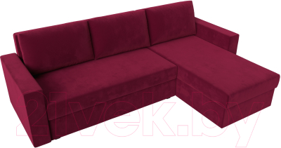 Диван угловой Лига Диванов Траумберг Лайт правый (микровельвет бордовый)