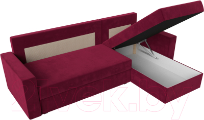 Диван угловой Лига Диванов Траумберг Лайт правый (микровельвет бордовый)