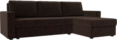 Диван угловой Лига Диванов Траумберг Лайт правый (микровельвет коричневый) - фото