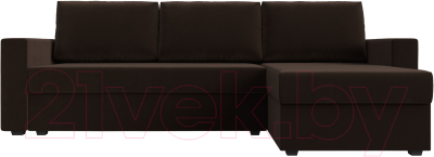 Диван угловой Лига Диванов Траумберг Лайт правый (микровельвет коричневый)