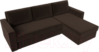 Диван угловой Лига Диванов Траумберг Лайт правый (микровельвет коричневый)