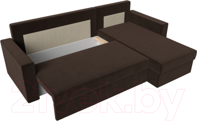 Диван угловой Лига Диванов Траумберг Лайт правый (микровельвет коричневый)