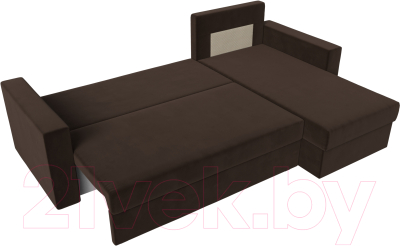 Диван угловой Лига Диванов Траумберг Лайт правый (микровельвет коричневый)