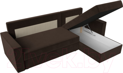 Диван угловой Лига Диванов Траумберг Лайт правый (микровельвет коричневый)