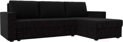 Диван угловой Лига Диванов Траумберг Лайт правый (микровельвет черный) - фото