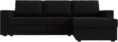 Диван угловой Лига Диванов Траумберг Лайт правый (микровельвет черный)